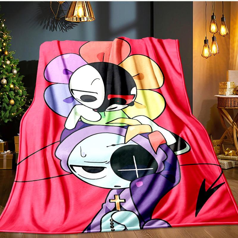 Colorful Cartoon Dandy Blanket Flannel Throw for Sofa, Indoor, Camping, Living Room, Office, Chair, And Bed Soft Birthday Gift
