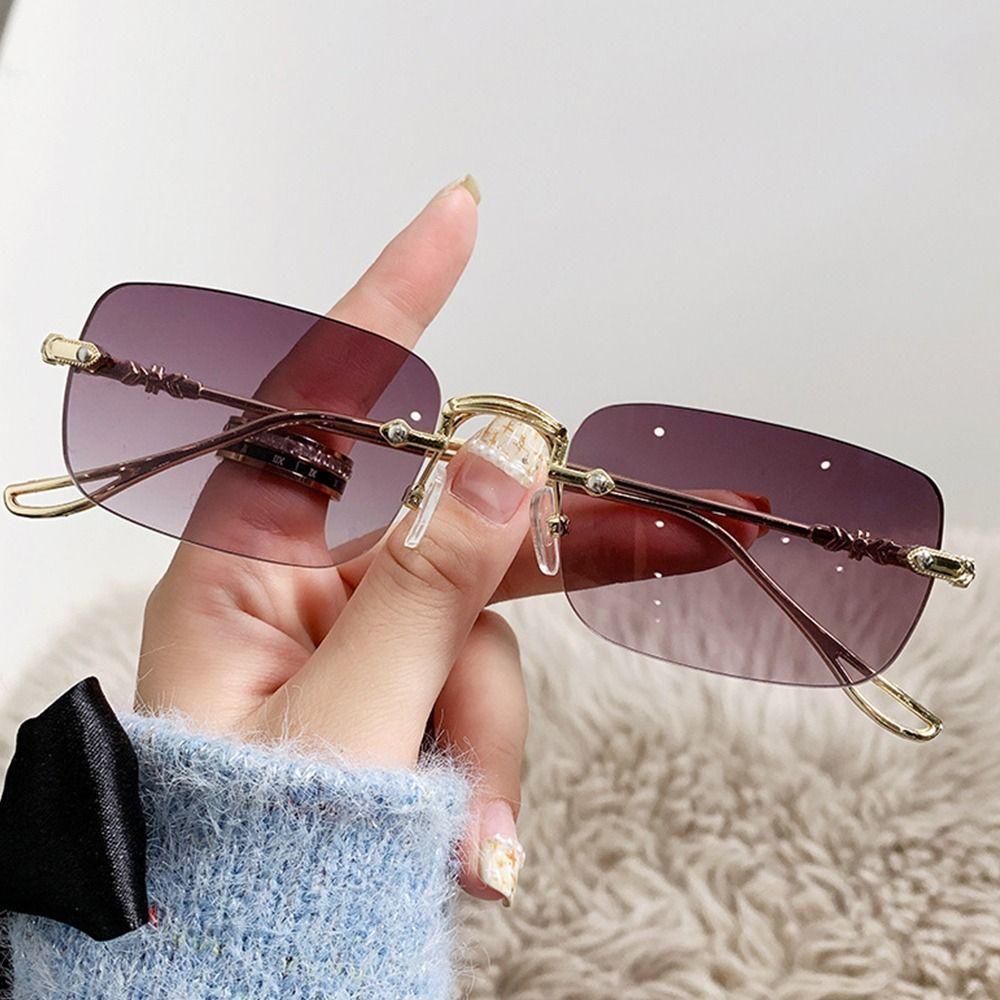 Rimless Vintage Shades Metal Ocean Lenses Sun Glasses Retro Eyewear  for Women & Men