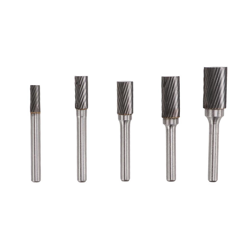 5 Pcs Carbide Burr Set Single Cut Rotary Files with 6mm 0.24in Shank for Engraving Polishing Drilling