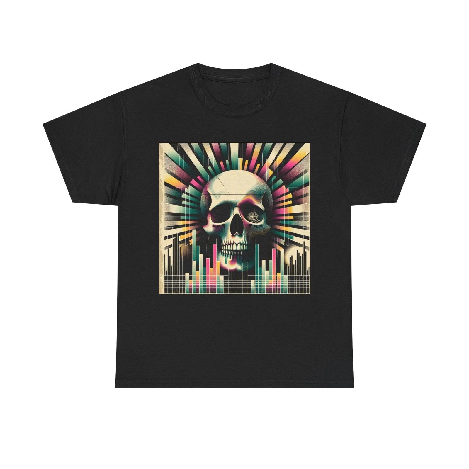 Unisex Adult T Shirt Retro Phantom Skull Grid Design Synthwave Vaporwave NEW Tee S