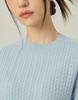 Beiseuseuledeu Dense Cable Knit Mid Sleeve Pullover_Skyblue