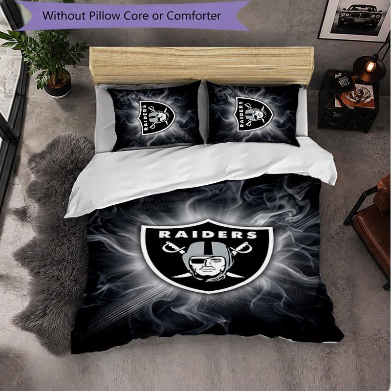 Set Biancheria da Letto 3 Pezzi in Microfibra con Motivo Las Vegas Raiders Decorazione Copripiumino per Camera da Letto Uso Domestico
