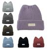 Floppy Cat Ear Beanie for Students Adult Windproof Foldable Winter Hat Thicken Harajuku Beanie with Letter Decals