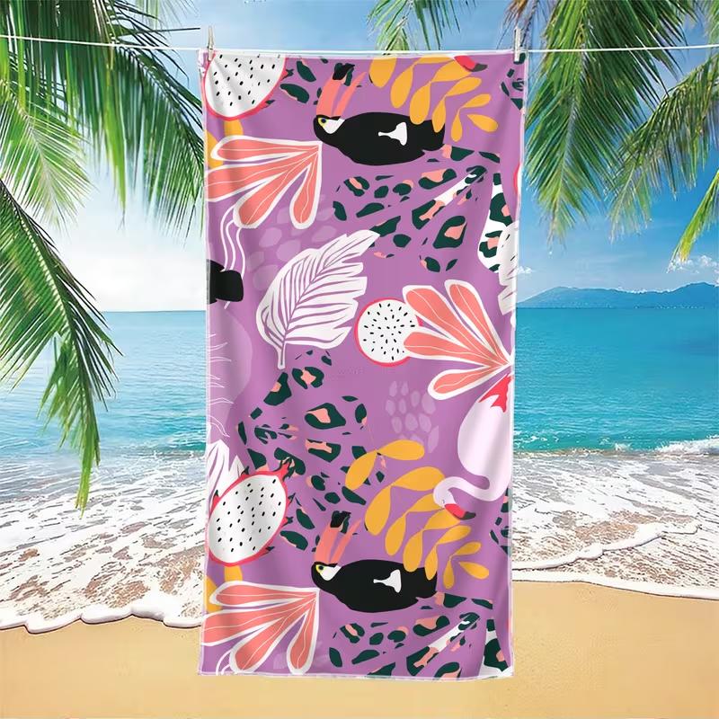 Boho Western Cowboy Boots Floral Print Beach Towel Quick Dry Sandproof Soft Absorbent Towel for Summer Beach Travel Camping