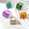 New Colorful Y2k Transparent Gradient Blooming Square Acrylic Resin Rings Sets for Women Girls Party Jewelry Hip Hop Ins Rings