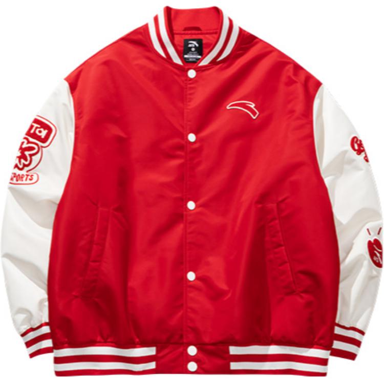 Anta Comfortable Casual Simple Loose Letter Cotton Jacket Unisex Jacket Deep-Red 972518801-3