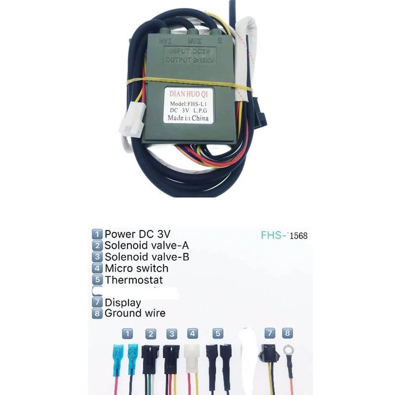 8pcs 15 wires Model 1568 Universal DC 3V Gas stove Double ignition with Temperature control and display Pulse igniter