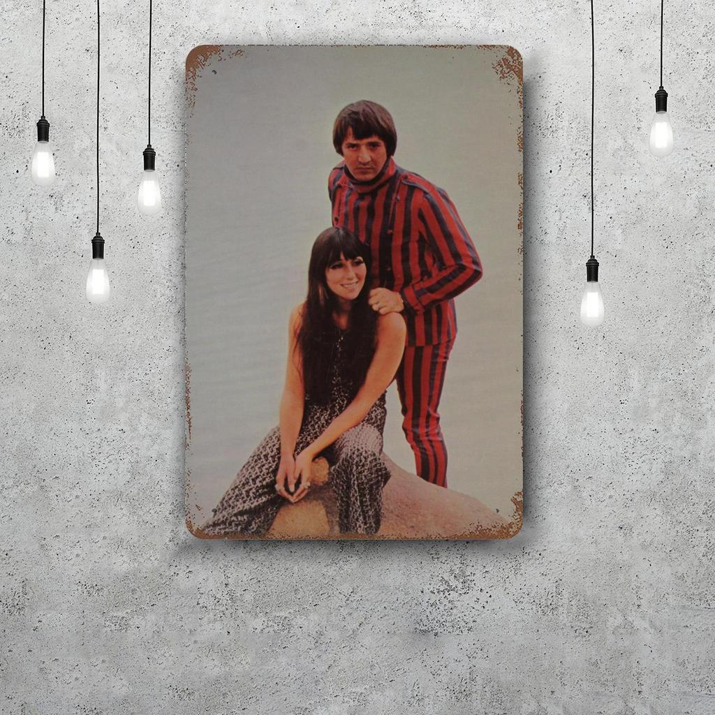 Sonny Cher Vintage Metal Tin Signs Posters Decor Retro Metal Plaque Wall Art Decor for Garage Bar