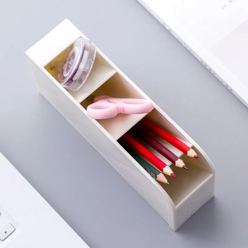Four-compartment Slanted Insertion Pen Holder Desktop Storage Pen Holder Compact and Multi-functional Pen Holder