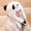 He Qizai Hua Panda Plüschmütze Eltern-Kind-Dekoration Wärme Niedlich Ohrenschützer