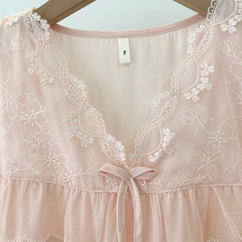 Nightdress Women's Summer Thin Tencel Cotton Nightdress Short Sleeve Cute Lace Large-Sized Skirt Real Silk Cotton Dress Fancy