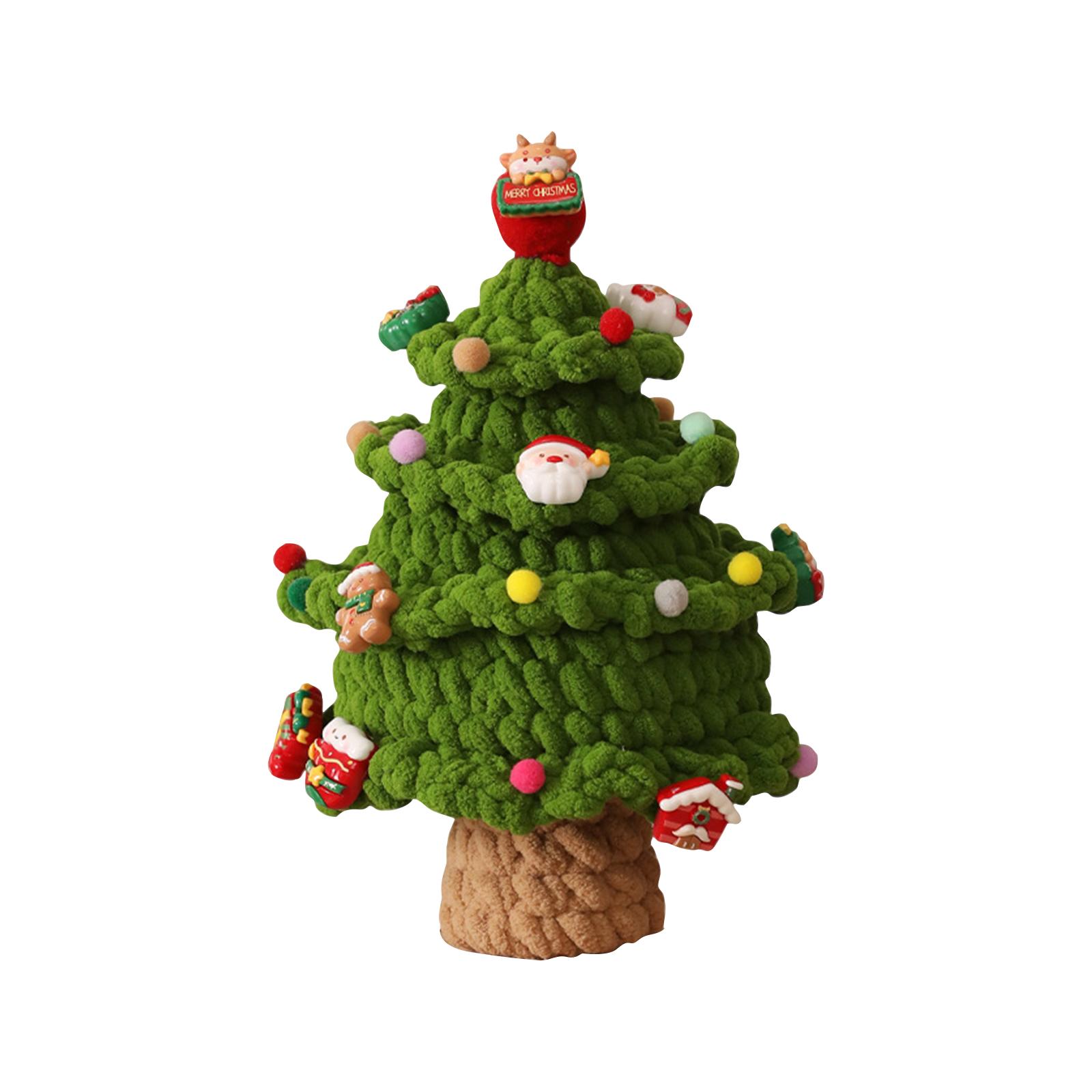 

Christmas Countdown Ornament, Handmade Wool Knitted 26cm Christmas Tree Decoration, Green, Red Holiday Desktop Gift Decoration. One Size