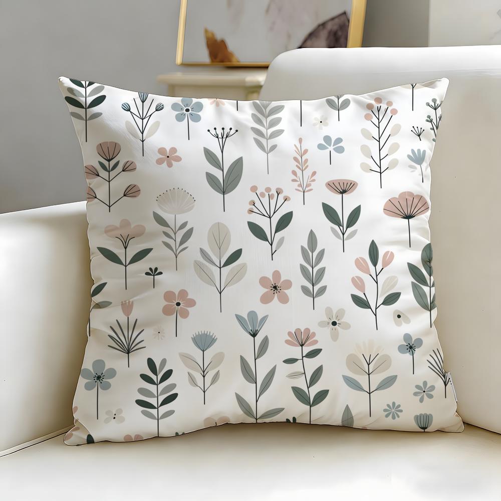 Scandinavian Floral Cushion Cover Soft  EasyWash Pillow Case  Versatile for Couch Bed Travel and Office