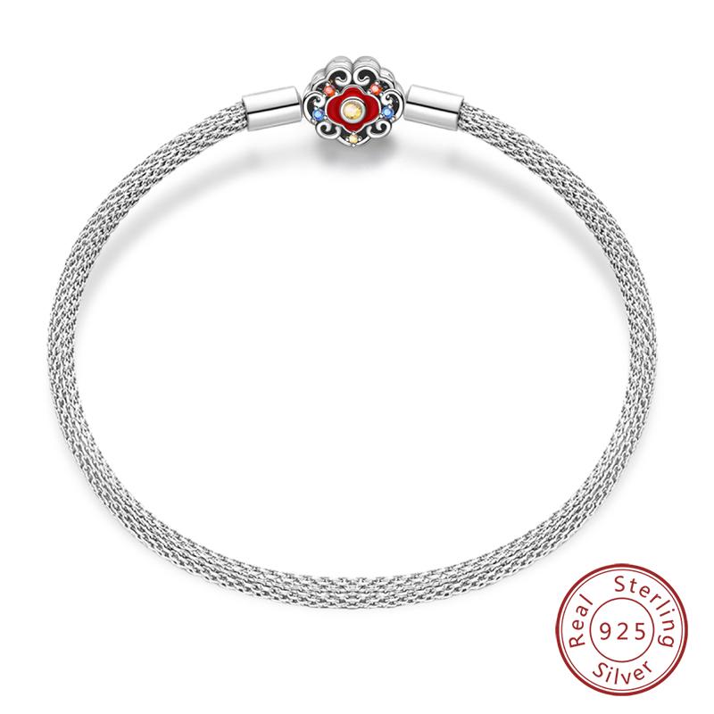 Original 925 Silver Heart Star Moon Snowflake Butterfly Bracelets 17 20CM For Women DIY Charms Jewelry Gifts