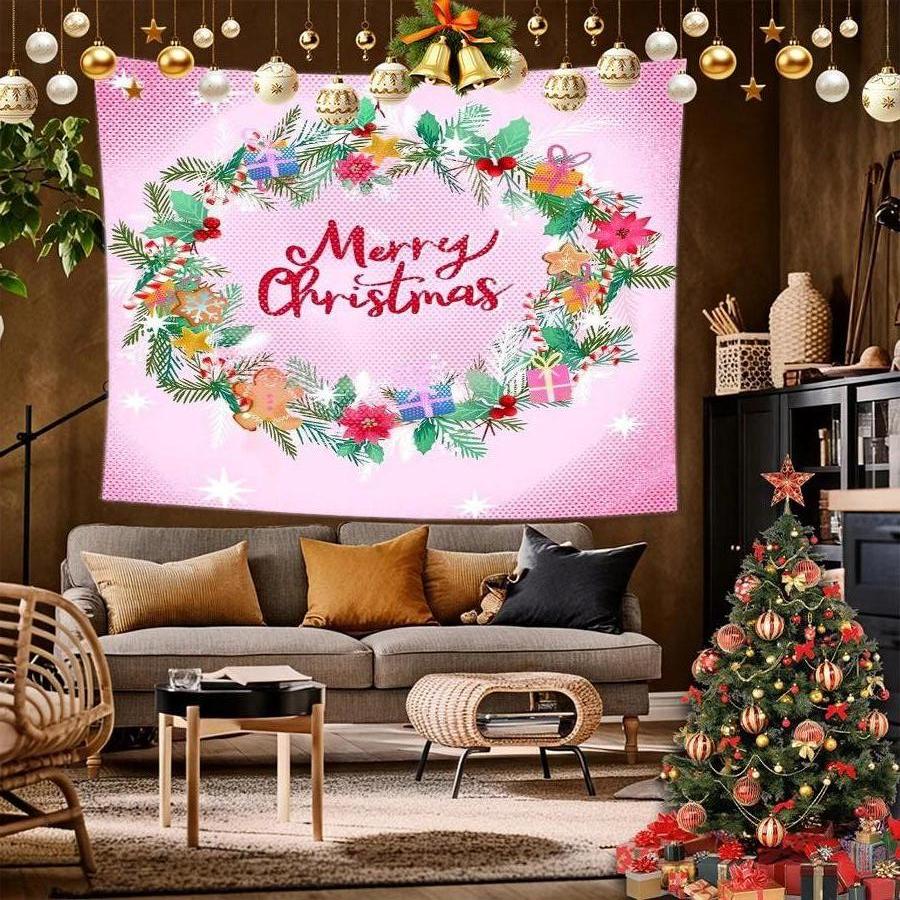 Christmas Tree Tapestry Background Cloth Hanging Cloth Bedroom Bedside Decorative Wall Cloth Rental Dormitory Tapestry