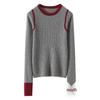 Women's Loose Color Block Cashmere Sweater - Autumn Winter 2026