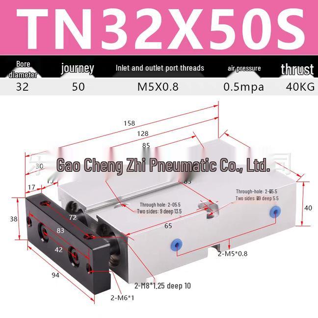 Double Shaft Pneumatic Cylinder with Dual Piston Rods TN10-40