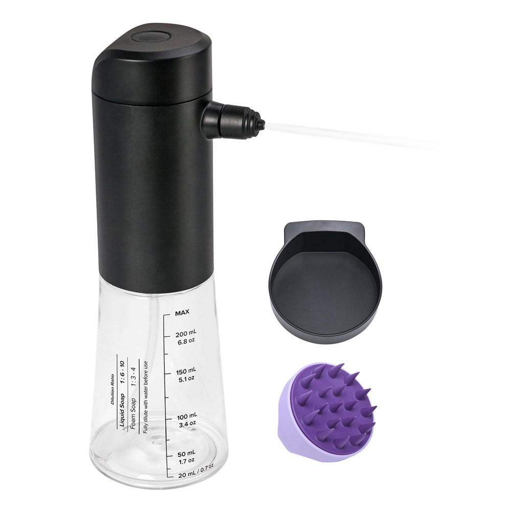 IPX8 Electric Foaming Shampoo Dispenser Hair Scalp Massager Brush 1100mAh ES1-Black 1 Pcs