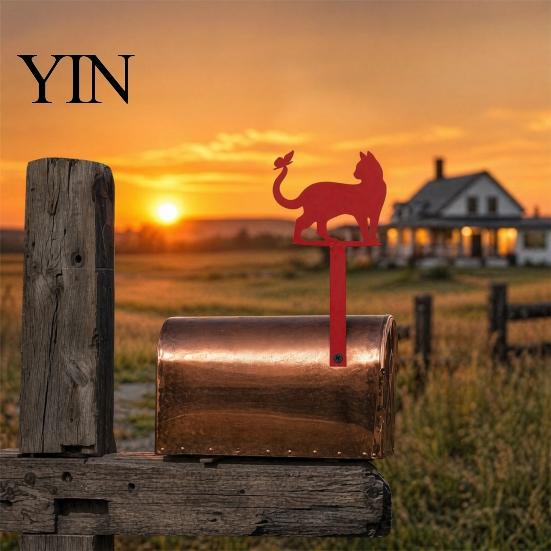 Metal Yard Signage Iron with Fixed Holes, Cat Butterfly Decoration, Weatherproof Mailbox Sign Outdoor for Wood Leather Mailboxes Hole