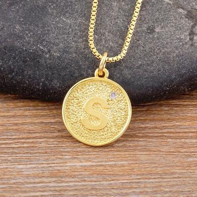 Nidin New Trendy Initial 26 Letters Pendant Charm Name Necklaces Cubic Zirconia Statement Jewelry Party Gifts For Women Men