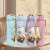 1PC Moon Forest Wolf Portrait 750ml Color Plastic Sports Water Bottle Leakproof Flip Straw Lid Suitable for Sports Office Home Use