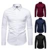 Autumn Men'S Solid Color Pleated Design Long-Sleeved Shirt European Size Men'S Loose Shirt