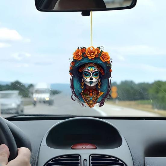 Halloween Car Interior Pendant Acrylic Cat 2D Charm Horror Style