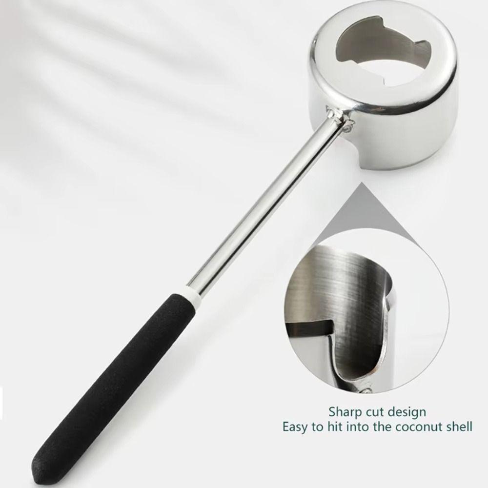 1Set with Corkscrew Coconut Puncher Stainless Steel Wood/Rubber Handle Coconut Breaker Professional Coconut Opener Kit