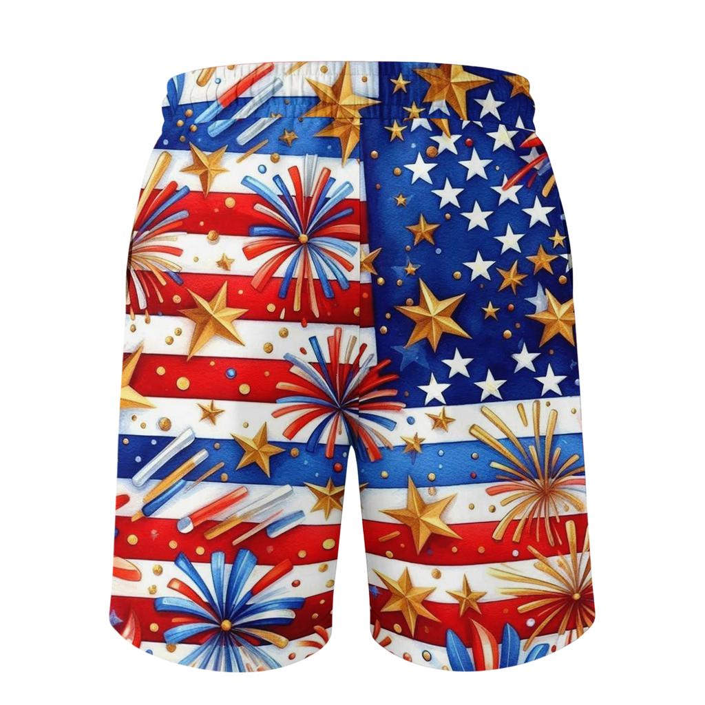 Men's Independence Day Printed Casual Drawstring Waist Shorts