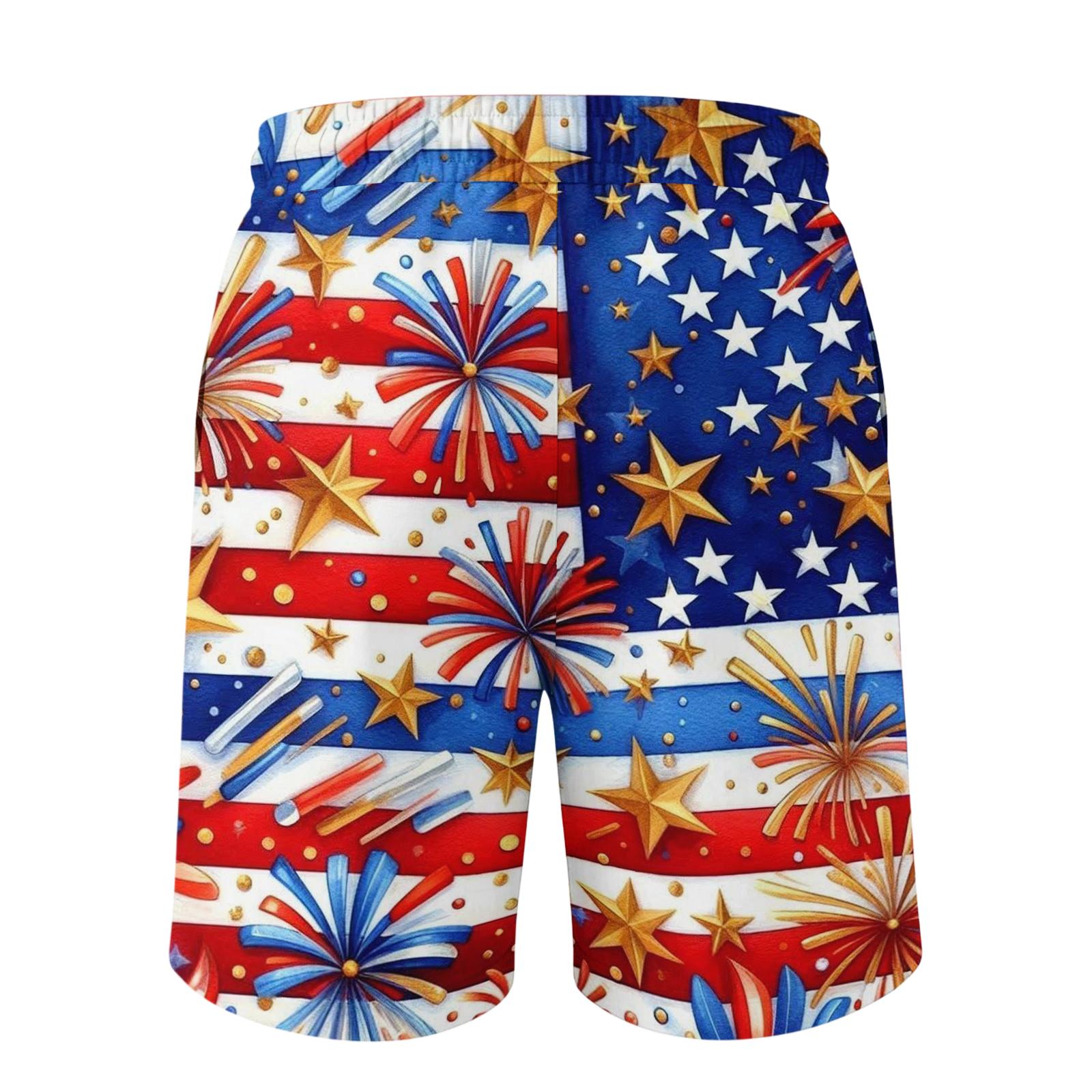 

Men s Independence Day Printed Casual Drawstring Waist Shorts XL кавун червоний колір