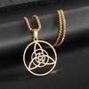 Stainless Steel Trinity Celtic Knot Nordic Rune Pendant Necklace Retro Ethnic Irish Knot Lucky Amulet Jewelry for Men