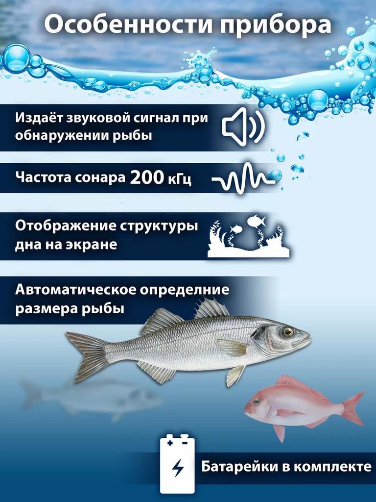 Smart Wired Fish Finder - 100M Depth Detection, No. 7 Battery Powered, Easy Fish School Location