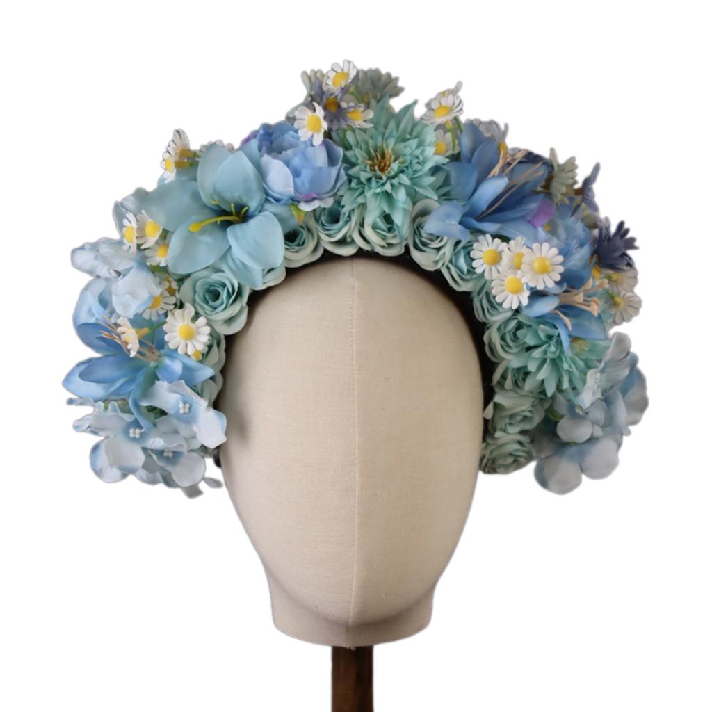 Bohemian Flower Headband Bridal Hair Ornaments Floral Hairband for Women Hair Bands Spring Wedding Garlands Crown Wreath