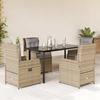 VidaXL Garden Dining Set with Cushions 5pcs Beige Poly Rattan 3262877