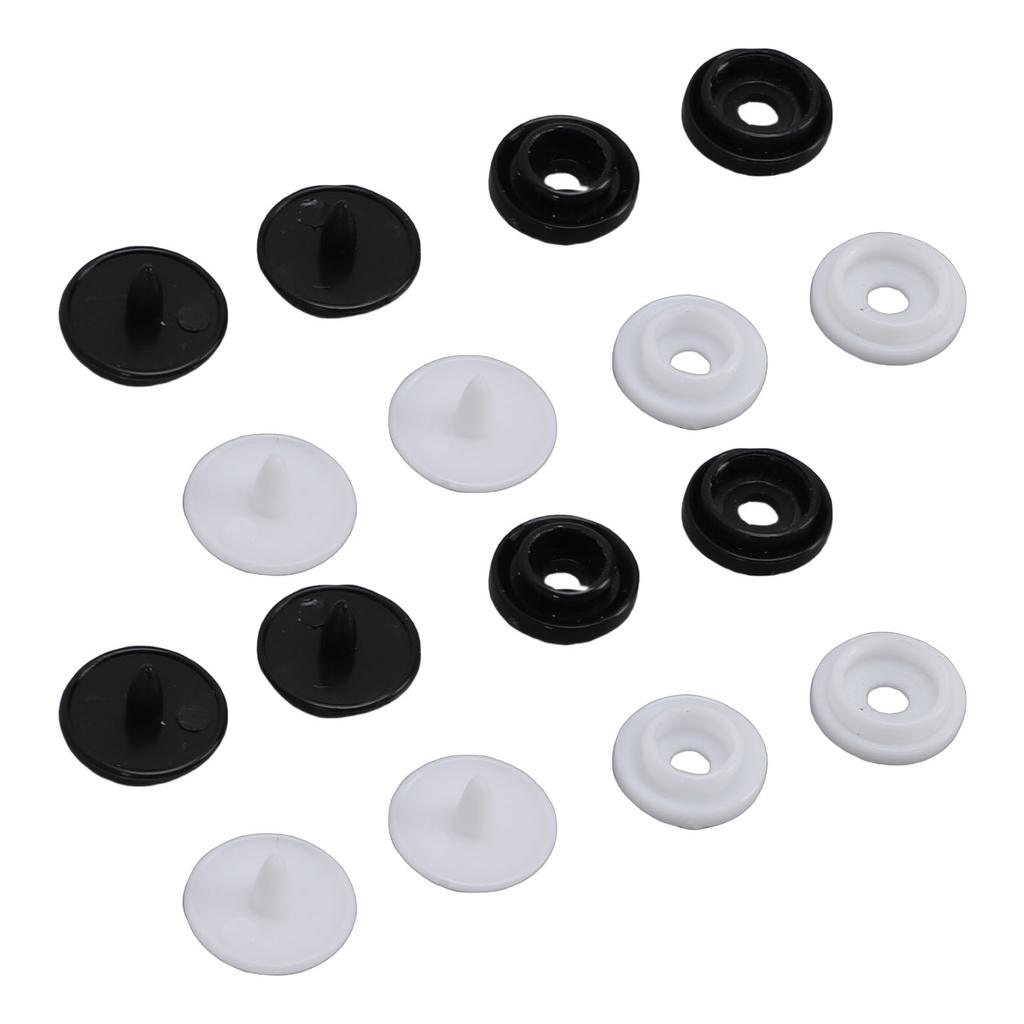 200 Set Plastic Snaps Fasteners No Sew Round Buttons Kit for Clothing Sewing Crafting Bib Bag Bright Black and Bright
