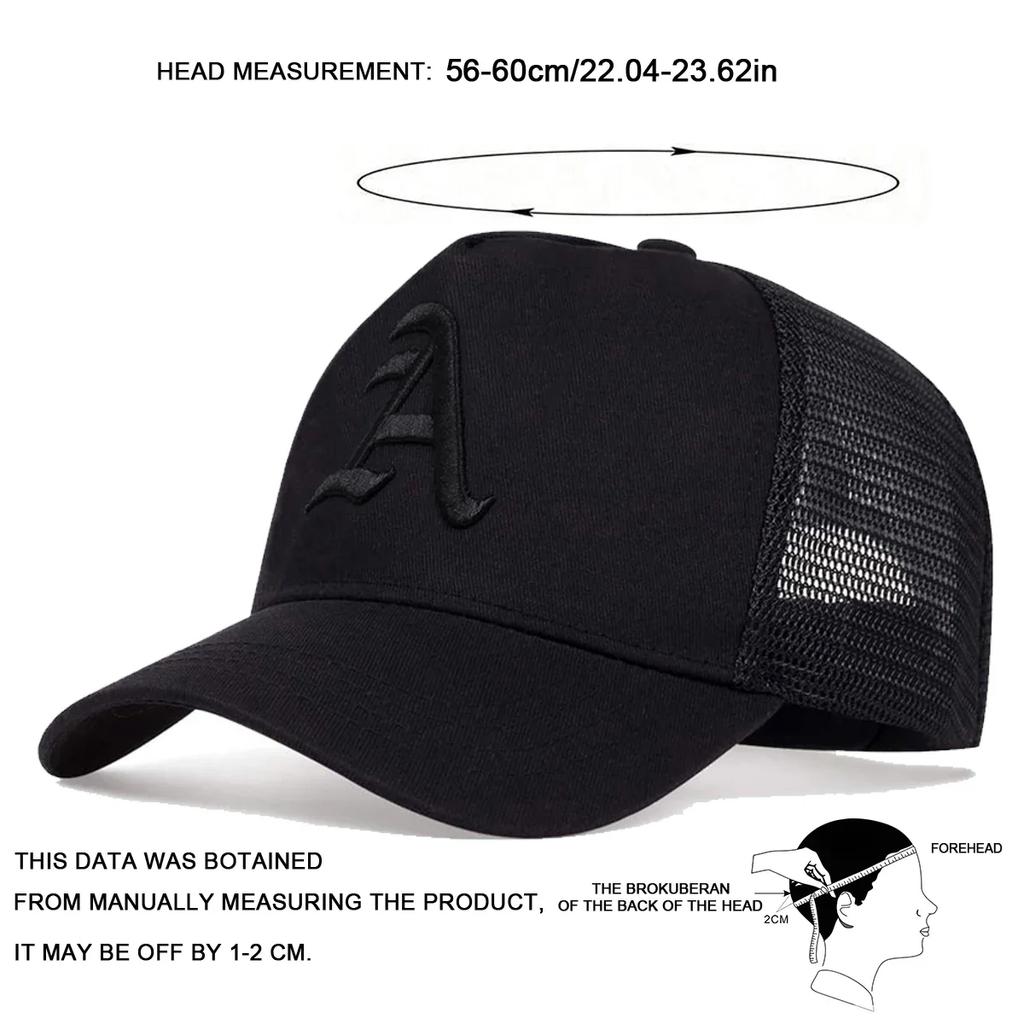 Unisex Gothic Letter A Embroidery Baseball Net Caps Outdoor Adjustable Spring and Summer Casual Sunscreen Hat