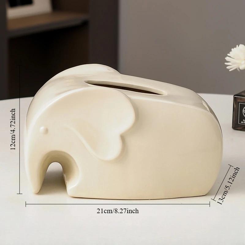 

Nordic Minimalist Ceramic Elephant Tissue Box, Toilet Paper Box Home Living Room Coffee Table and Dining Table Decoration