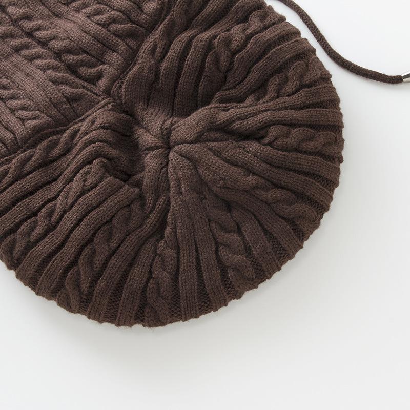 Pull tricoté en peluche pour femmes, pâte frite torsadée, écharpe une pièce, chapeaux d'oreilles en laine, hiver