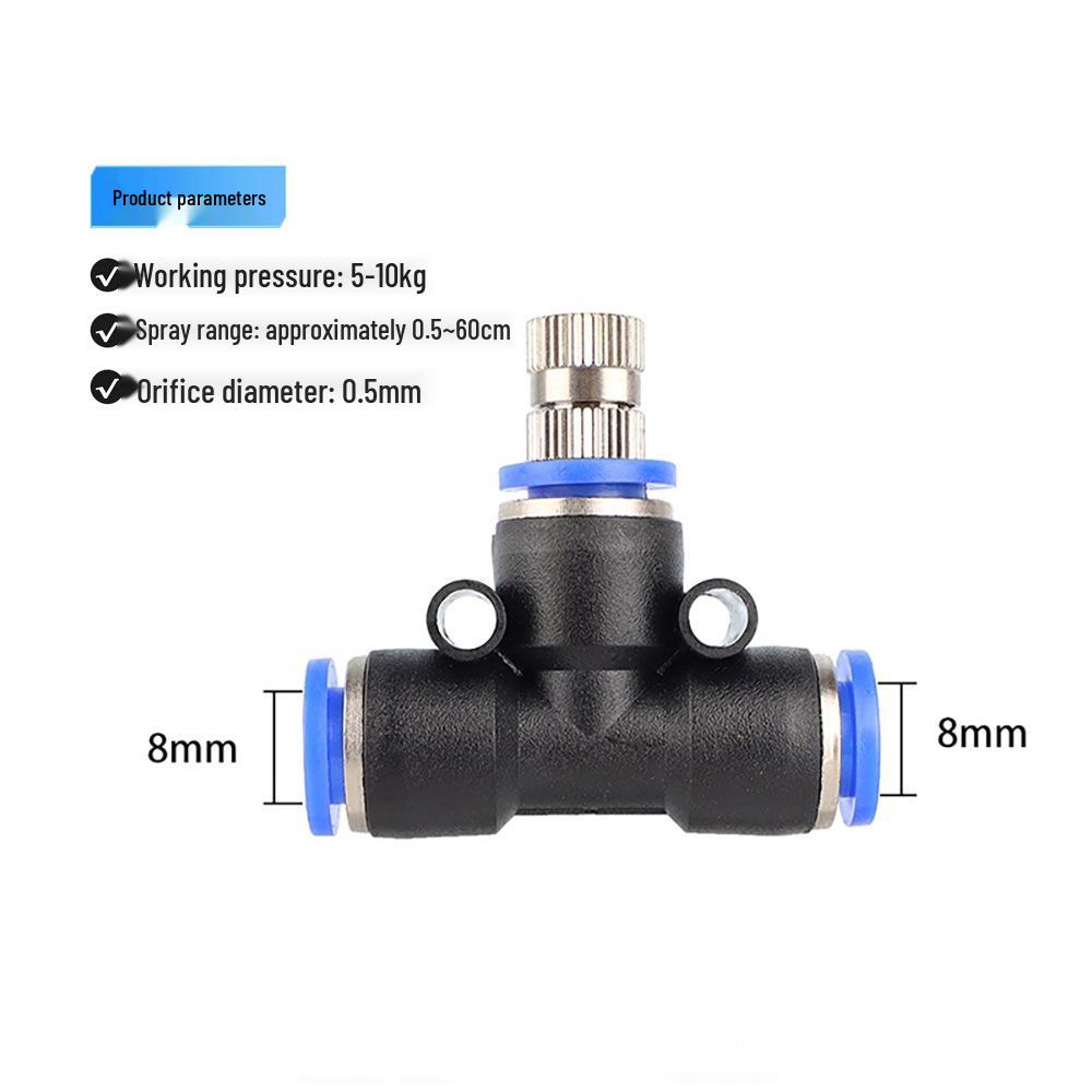 Low-Pressure Quick-Connect Mist Nozzle for Humidification, Dust Control, Seedling Watering, Aquaculture Cooling, and Automated Watering