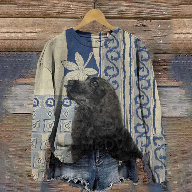 Dandelion Daisy Watercolor Ink Puppy Animal Art Design Print Sweatshirt 3D Printed Women Casual Pullover