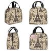 French Paris France Eiffel Tower Insulated Lunch Bag for Women Office Cooler Thermal Food Box Tote Lunch Boxes Container