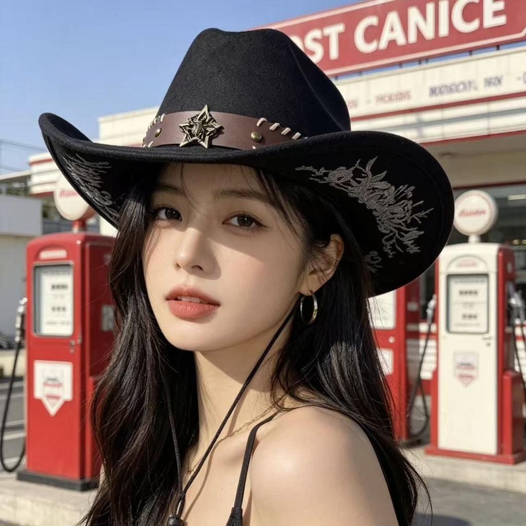 Summer fashion retro European and American style new western cowboy hat women's bull head cowboy hat Internet celebrity explosion jazz hat