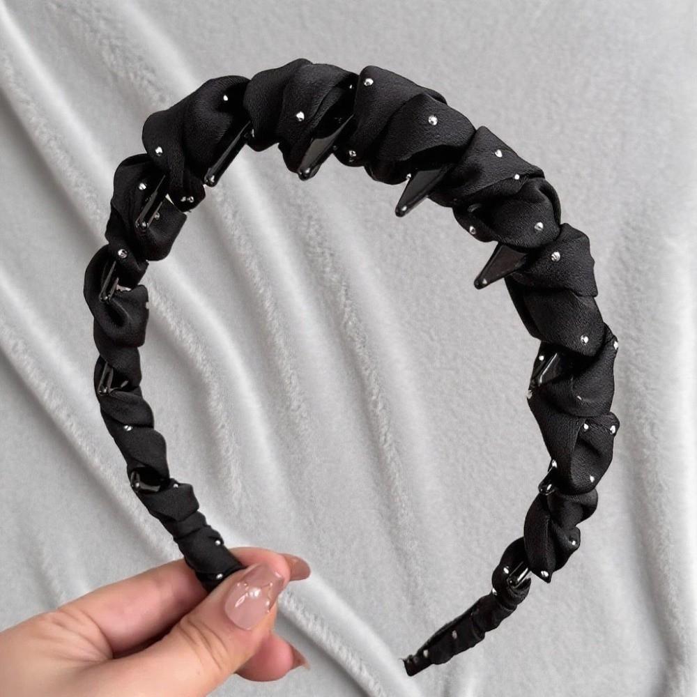 Satins Material Pleated Fabric Headband Adjustable Non-slip Hair Band  Fashion Accessory