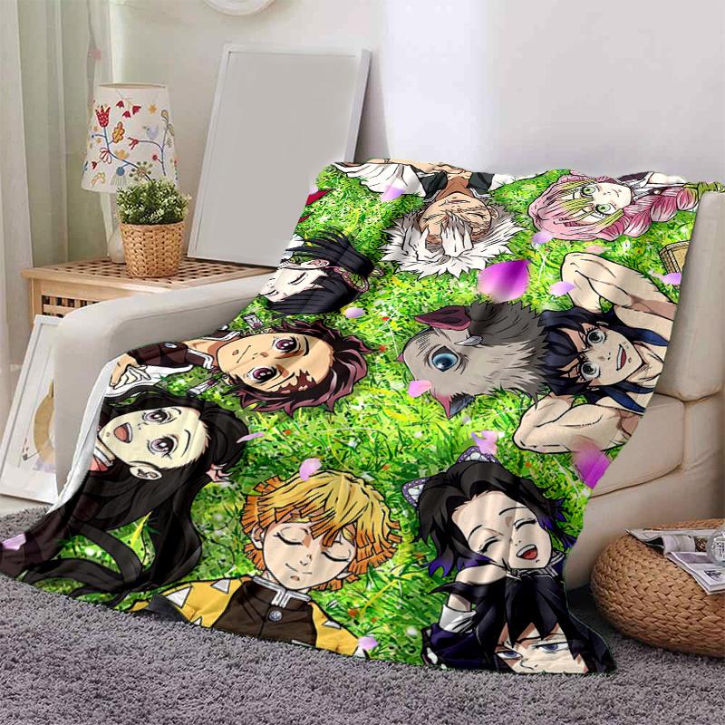 1pc Anime Demon Slayer Kamado Tanjirou Nezuko Zenitsu Giyuu Tomioka Cosplay Blanket Home Decor Sofa Throw Outdoor Travel Car Beach .B051 80x120cm