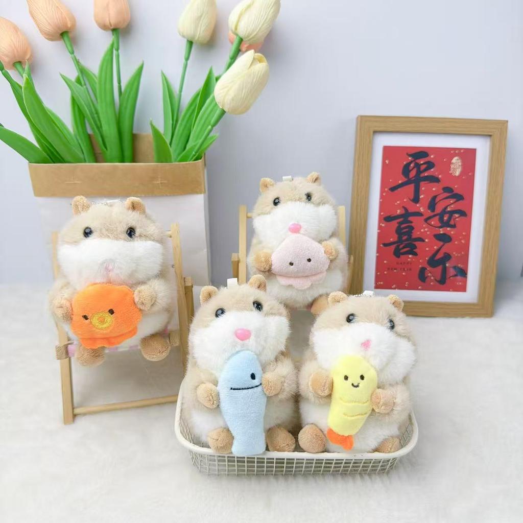 Cute Cartoon Hamster Plush Toy Keychain Backpack Ornament