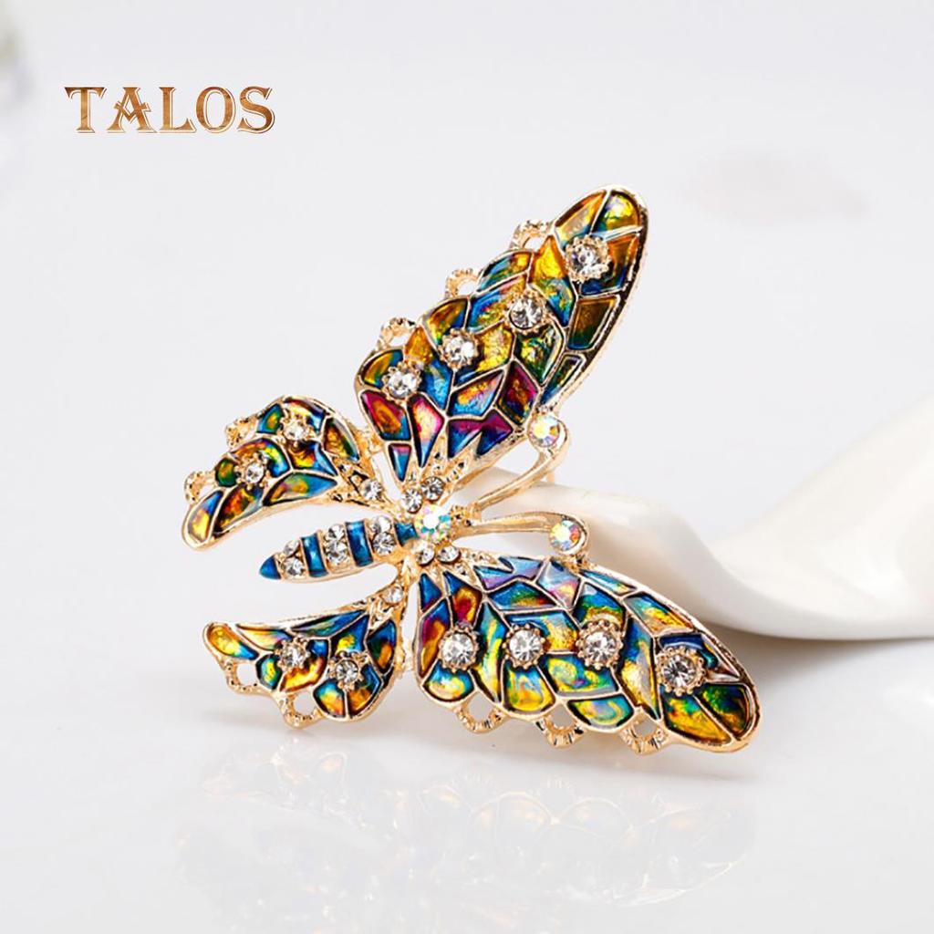 Butterfly Crystal Stone Colorful Metal Lapel Brooch Pin Fashion Jewelry Women Gift
