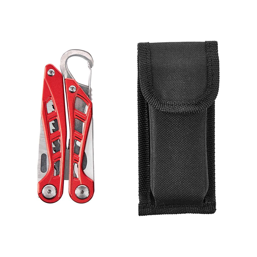 Amazon Basics with Nylon Red 8-in-1 Multi-Tool Case,