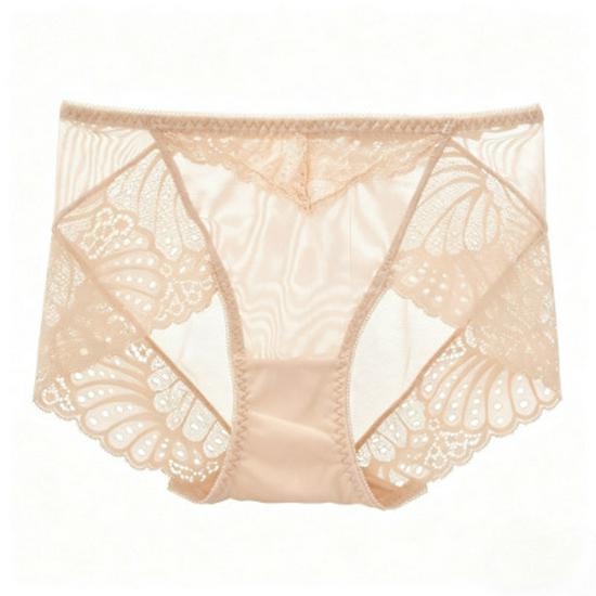 Ultra-Thin Lace Mid-Waist Panties: Breathable, Seamless, Cotton Crotch, Hip-Lifting, Large Size