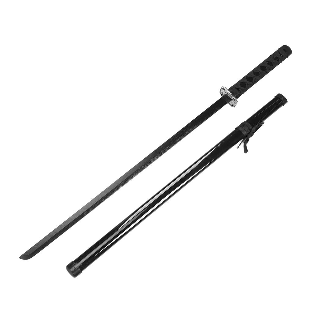 Kids Wooden Sword with Sheath Black Dragon Pattern Realistic Details Portable Cosplay Wooden Sword