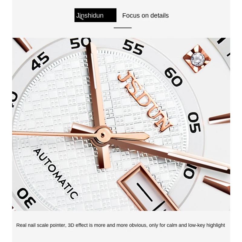 JINSHIDUN Nuovo Orologio da Uomo Business e Tempo Libero Orologio Meccanico Automatico Completo Doppio Calendario Impermeabile Orologio di Alta Gamma